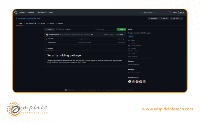 npm Security holding package